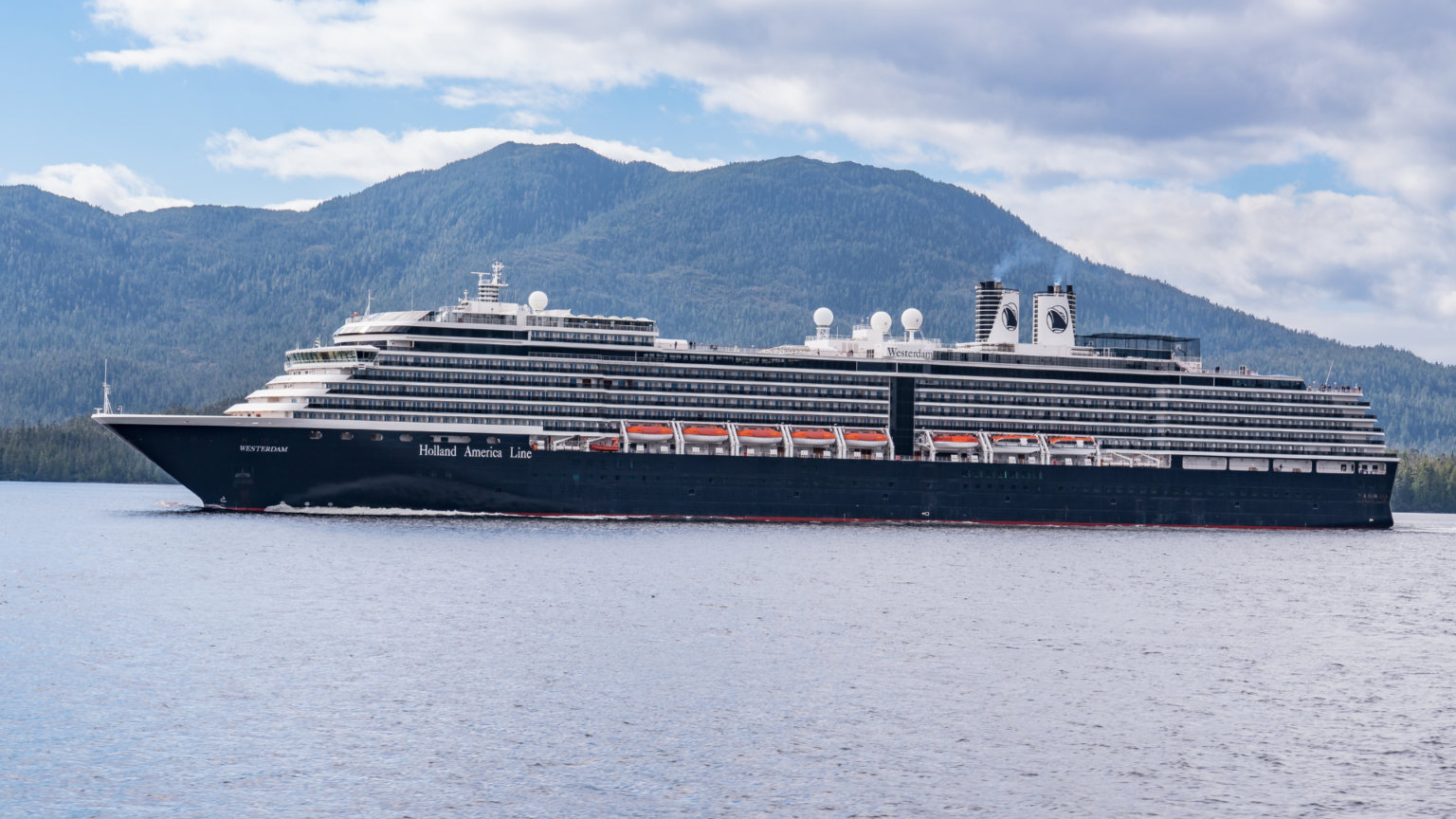 Holland America Line cruise ship on open water